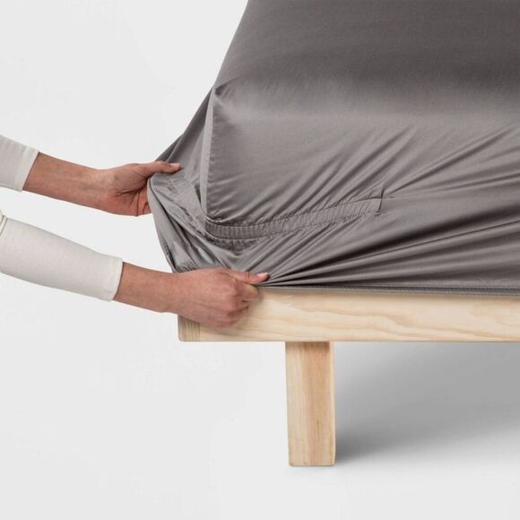 Threshold -  400 Thread Count Cotton Sateen 4-Piece S Gray - Picture 2 of 3